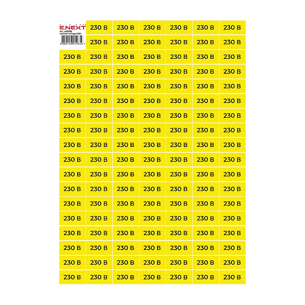 Самоклеюча наліпка E.NEXT 230В e.sticker.voltage.230.1 40x20 мм s053316