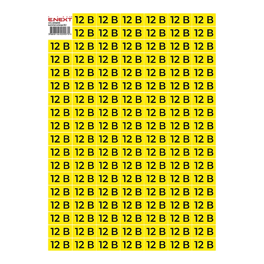 Наліпка самоклеюча 12 В e.sticker.voltage.12.1 40х20 мм аркуш (102 шт) E.NEXT s053308