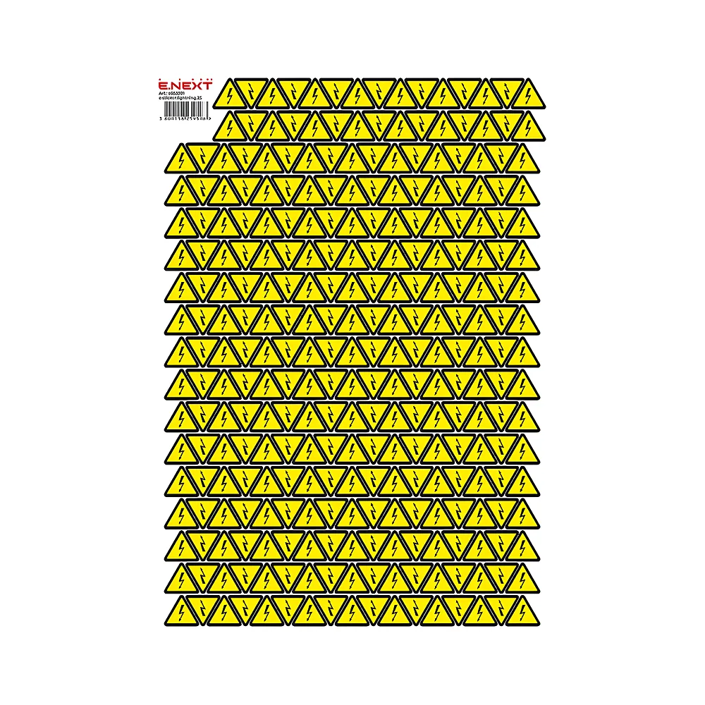 Наліпка самоклеюча блискавка e.sticker.lightning.25 25х25х25 мм аркуш (248 шт) E.NEXT s053301