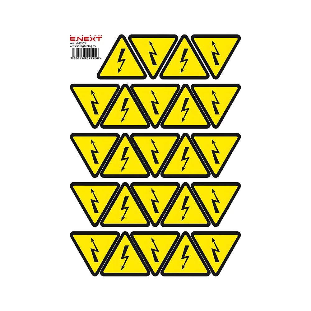 Наліпка самоклеюча блискавка e.sticker.lightning.85 85х85х85 мм аркуш (20 шт) E.NEXT s053303