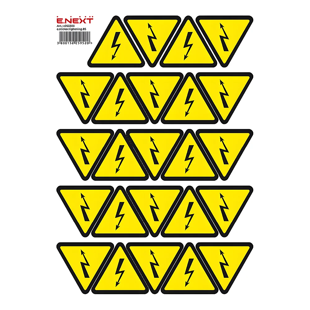Наліпка самоклеюча блискавка e.sticker.lightning.85 85х85х85 мм аркуш (20 шт) E.NEXT s053303