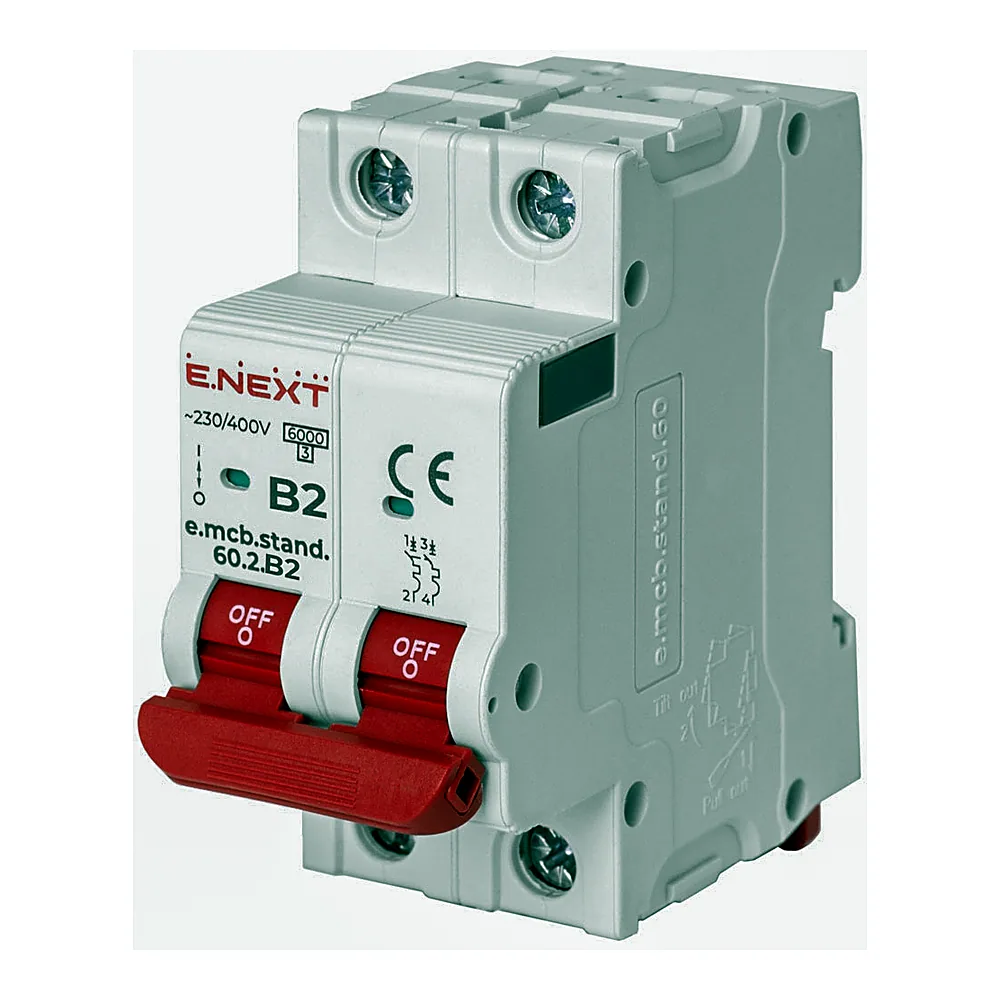 Автоматичний вимикач E.NEXT STAND e.mcb.stand.60.2.B2 2P 2A 6kA s001133