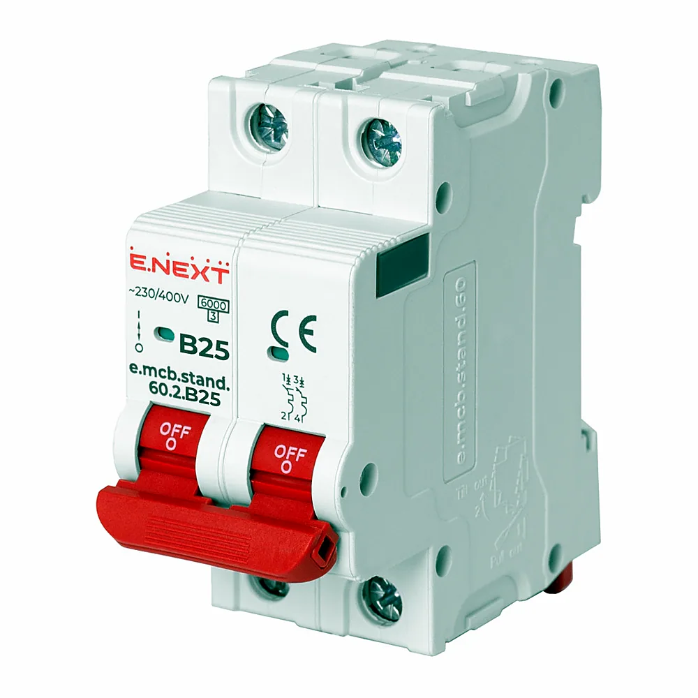 Автоматичний вимикач E.NEXT STAND e.mcb.stand.60.2.B25 2P 25A 6kA s001119