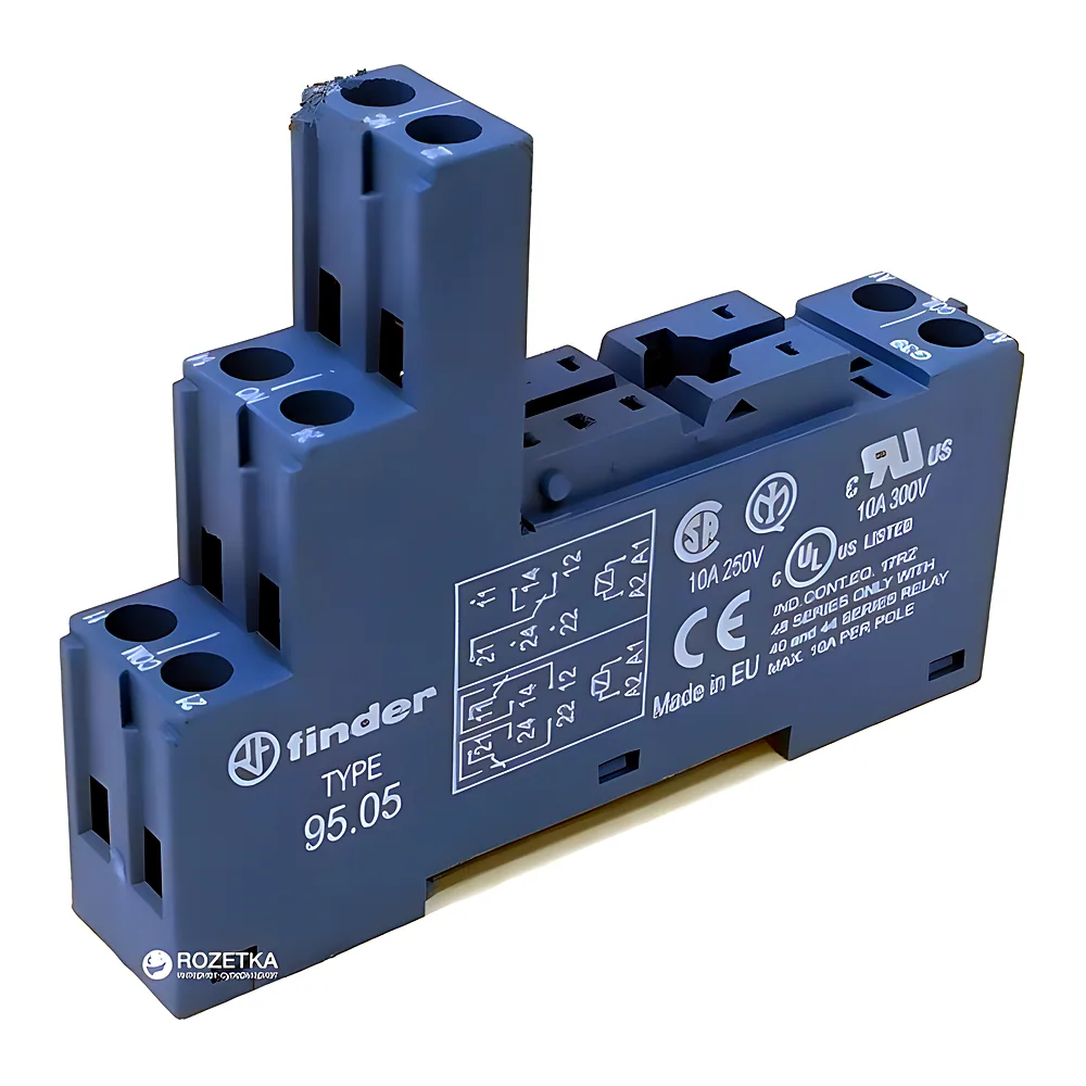 Розетка Finder 9505SMA для реле 40.51 40.52 40.61 44.52 44.62 99.02 86.30 метал 15.8 мм