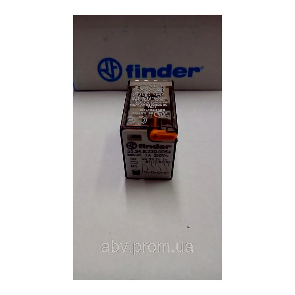 Реле Finder 553482300054 4CO 7A 230V AC AgNi кнопка тест індикатор LED S94 RT I