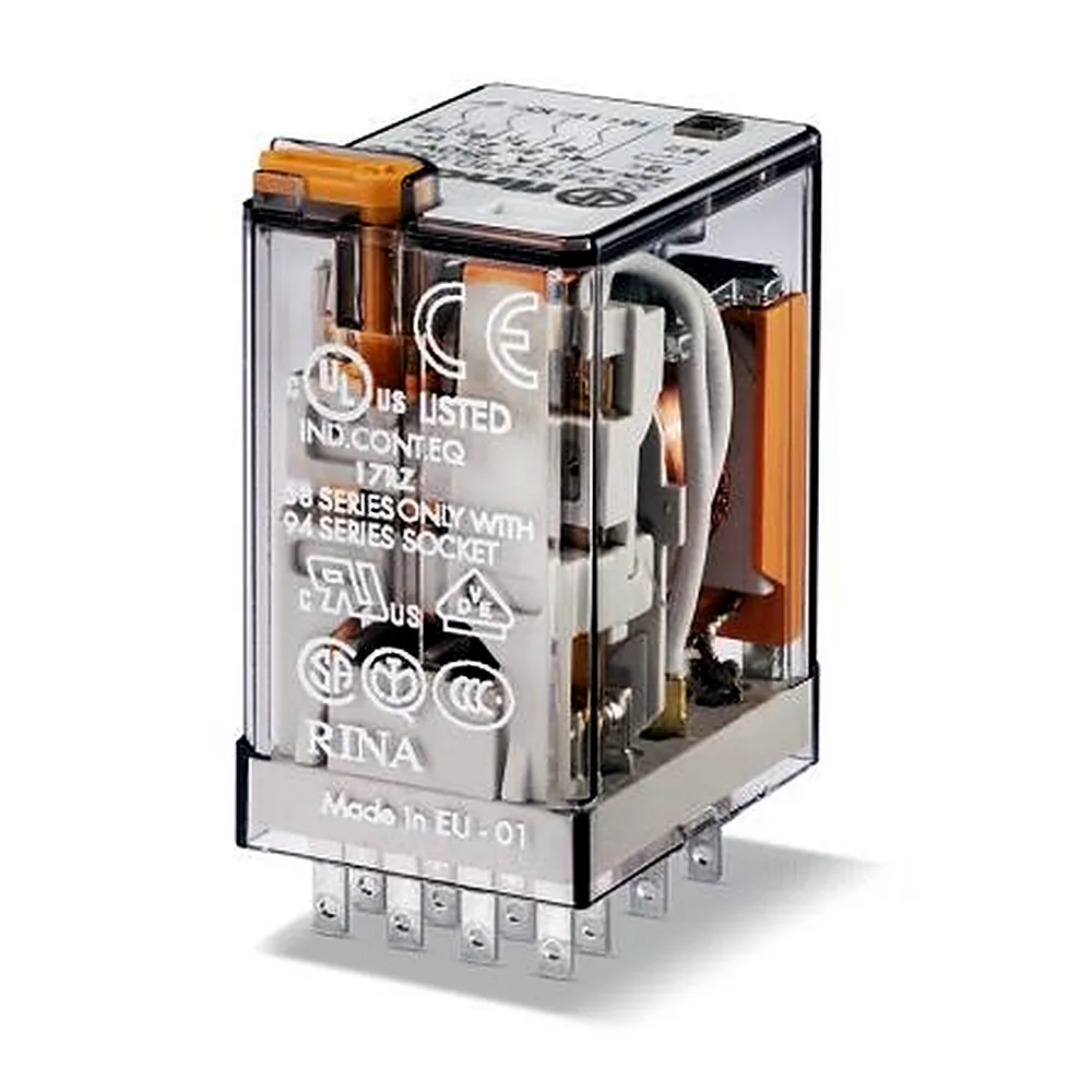 Реле Finder 553490120040 4CO 7A 12V DC AgNi кнопка тест індикатор S94 RT I