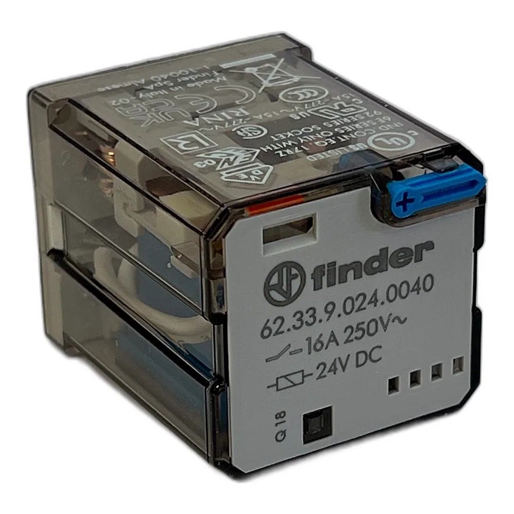 Реле Finder 623390240040 3CO 16A 24V DC AgCdO кнопка тест індикатор S92 Faston187 RT I