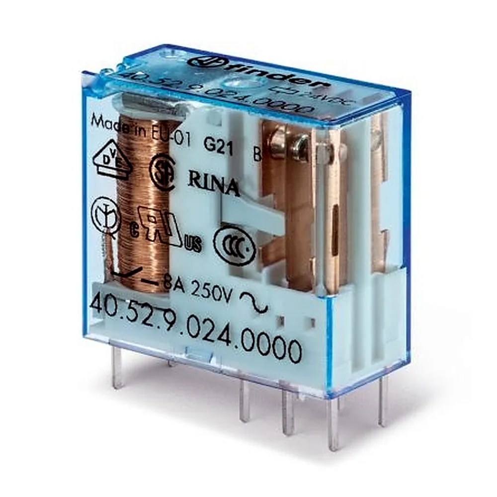 Реле Finder 465290240040 2CO 8A 24V DC AgNi кнопка тест індикатор S97 Faston110 RT II