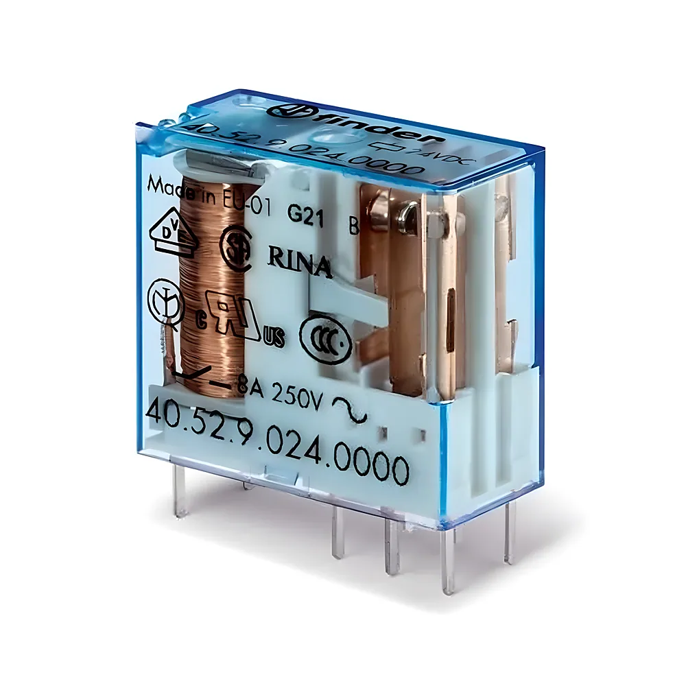 Проміжне реле 465290240040 2CO 8 А 24 В DC AgNi кнопка тест індикатор S97 Faston110 RT II Finder