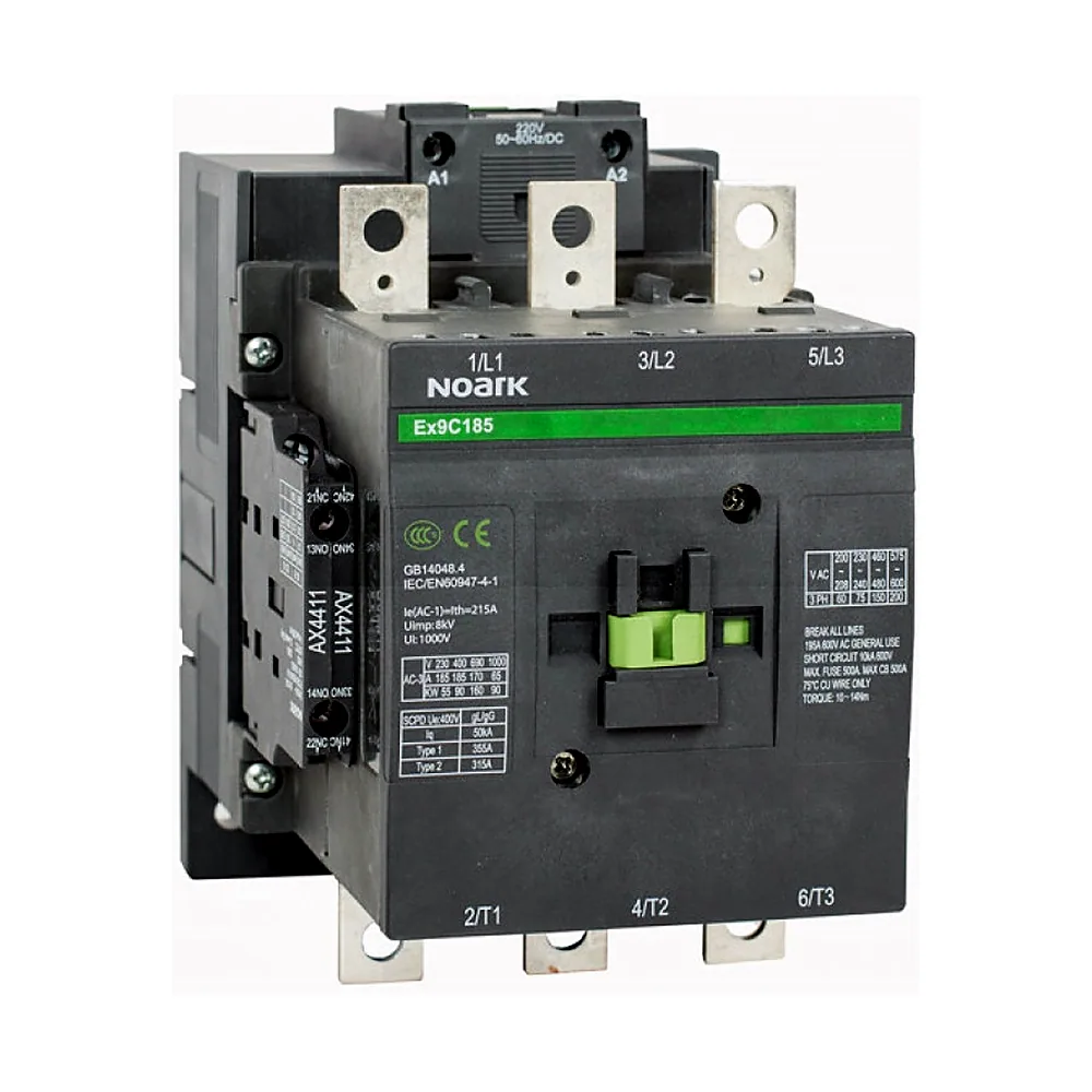 Контактор, 3 полюса, 185A AC-3, 24V AC/DC, 2NO+2NC дод. контакти, Ex9C185 22 3P 24V AC/DC, Noark