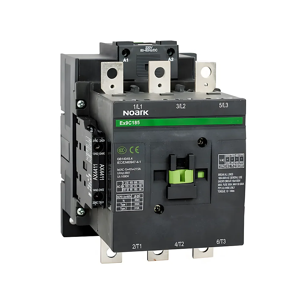 Контактор Ex9C185 22 3P 185 А AC-3 24 В AC/DC 2NO+2NC додаткові контакти Noark 106241