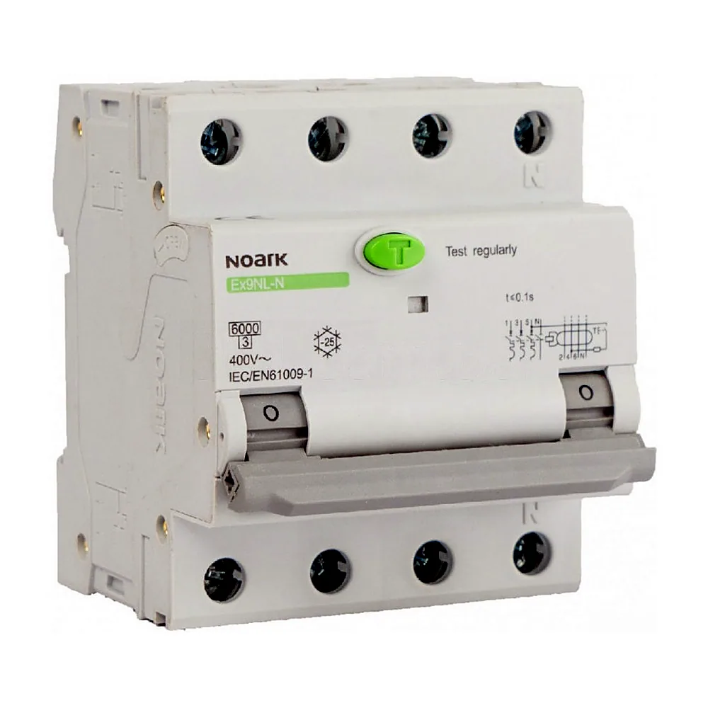 Дифавтомат, In=6kA, 3+N поюси, хар-ка C, In=25A, In=30mA, тип AC, Noark