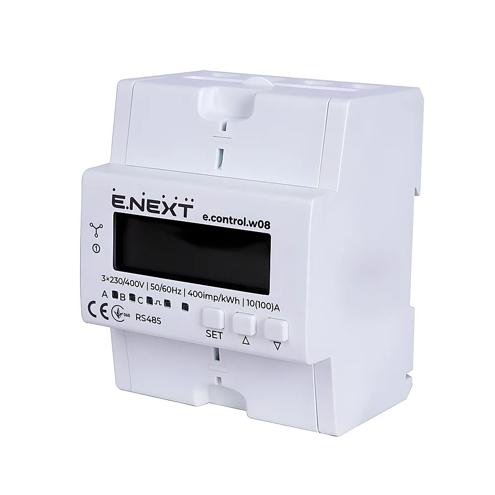 Лічильник e.control.w08 10(100) А електронний 1 RS485 трифазний клас 1 некомерційний облік E.NEXT i0310038