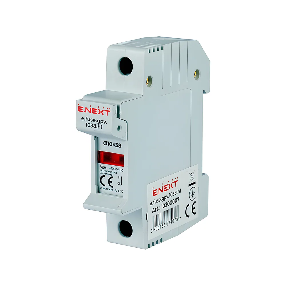 Тримач запобіжника e.fuse.gpv.1038.h1 gPV 10х38 1P 32 А E.NEXT i0300007