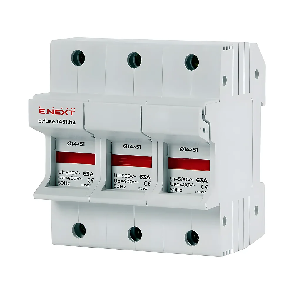 Тримач запобіжника e.fuse.1451.h3 14х51 3P 63 А E.NEXT i0300006
