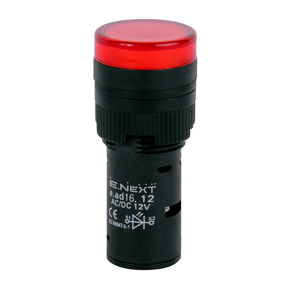 Світлосигнальна арматура E.NEXT e.ad16.12 red D16мм 12В AC/DC червона s009010