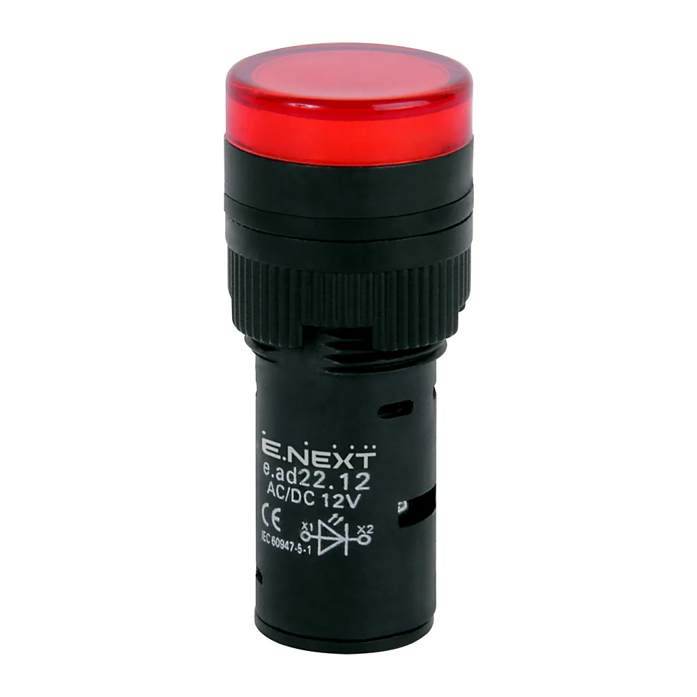 Світлосигнальна арматура E.NEXT e.ad22.12 red D22мм 12В AC/DC червона s009019