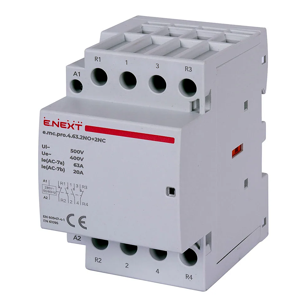 Модульний контактор E.NEXT e.mc.pro.4.63 4р 63А 2NO+2NC 220В p005231