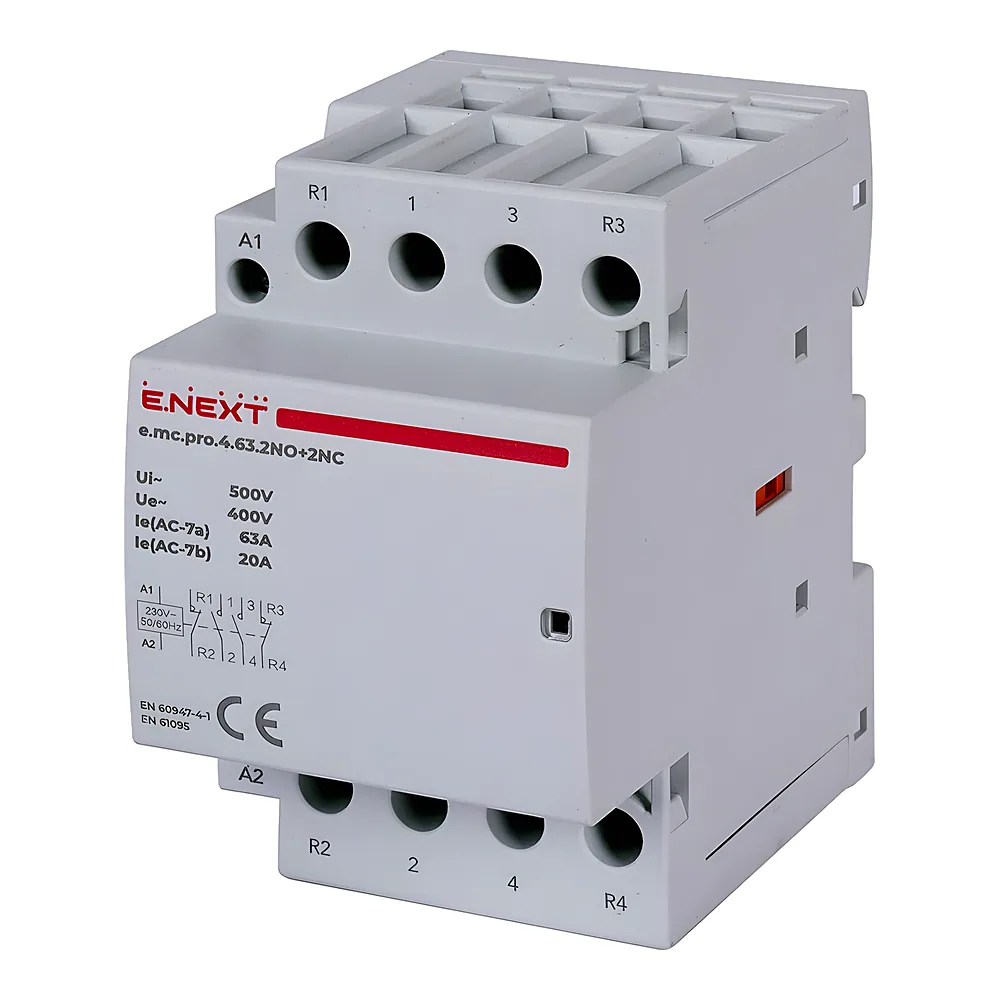 Модульний контактор e.mc.pro.4.63 4P 63 А 2NO+2NC 220 В E.NEXT p005231