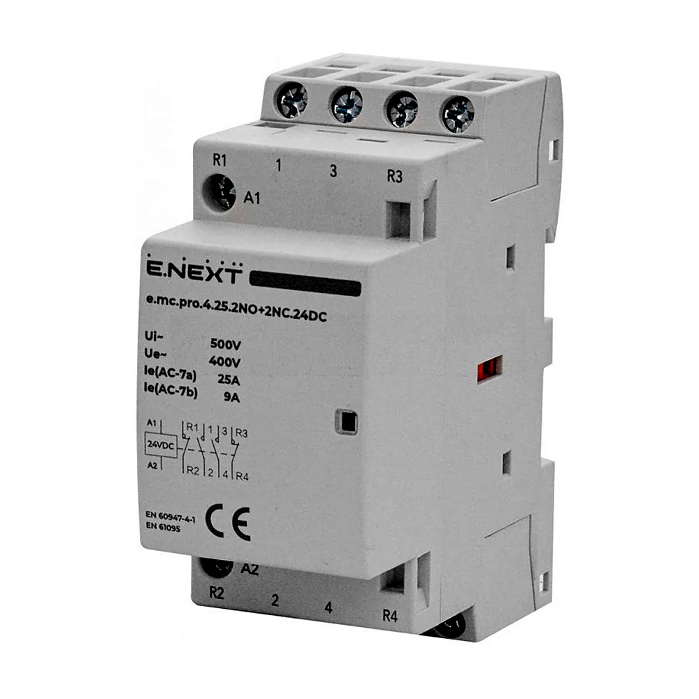 Модульний контактор E.NEXT e.mc.pro.4.25 4р 25А 2NO+2NC 24В p005322