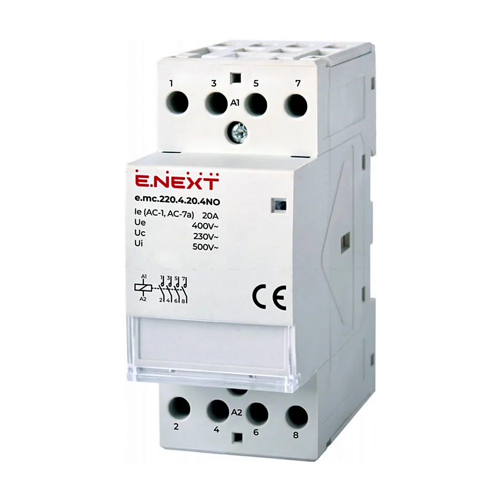 Модульний контактор E.NEXT e.mc 220.4.20.4NO 4P 20A 4NO 220В p005019