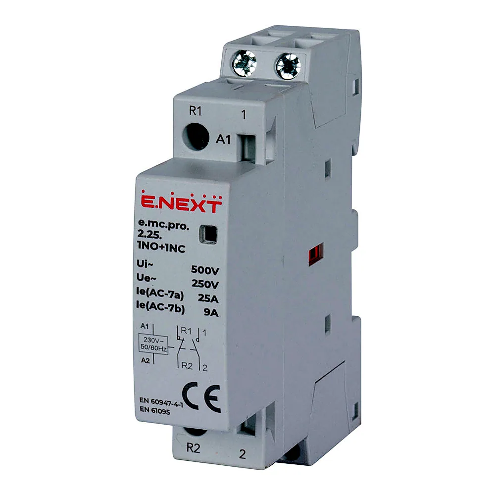 Модульний контактор E.NEXT e.mc.pro.2.25 2р 25А 1NO+1NC 220В p005220