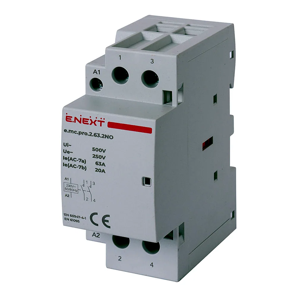 Модульний контактор E.NEXT e.mc.pro.2.63 2р 63А 2NO 220В p005218