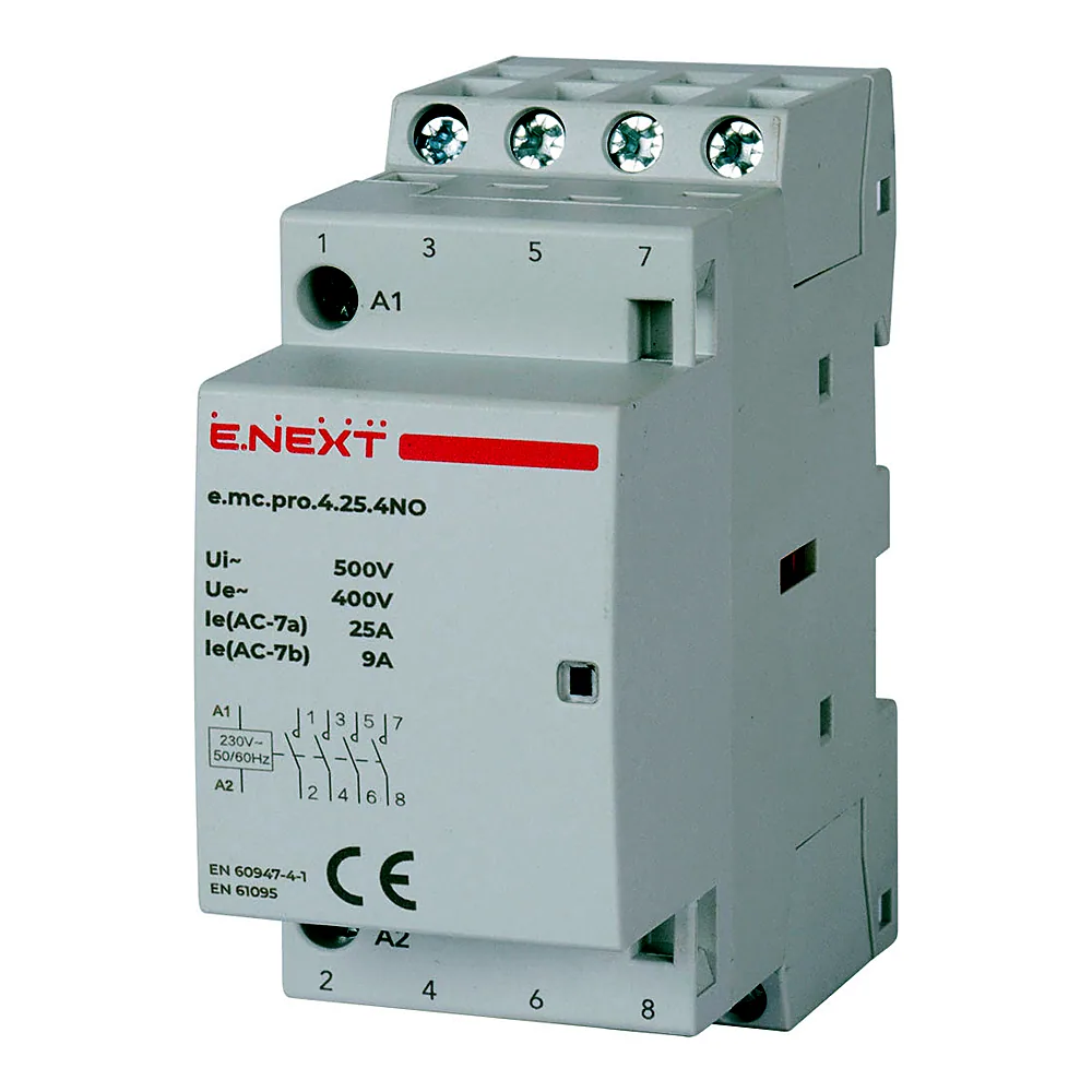 Модульний контактор E.NEXT e.mc.pro.4.25 4р 25А 4NO 220В p005205