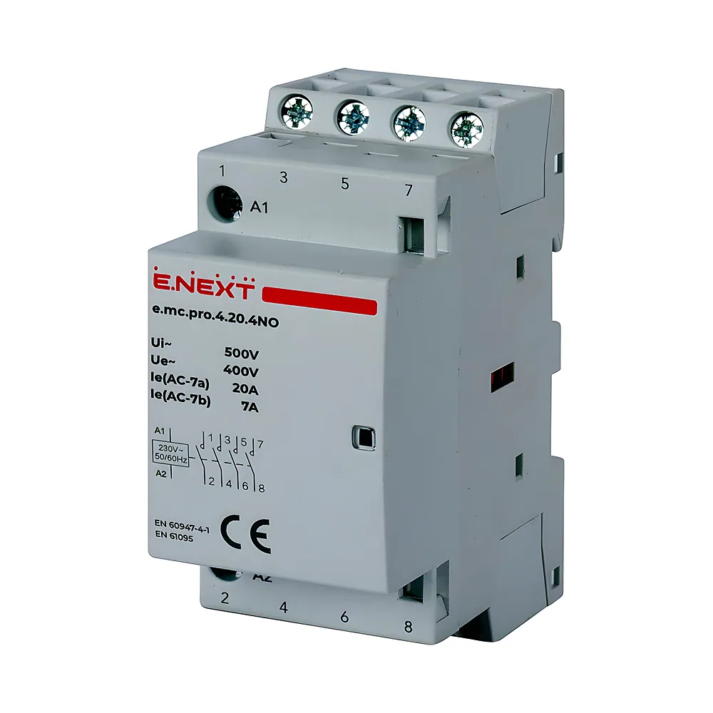 Модульний контактор e.mc.pro.4.20 4P 20 А 4NO 220 В E.NEXT p005219