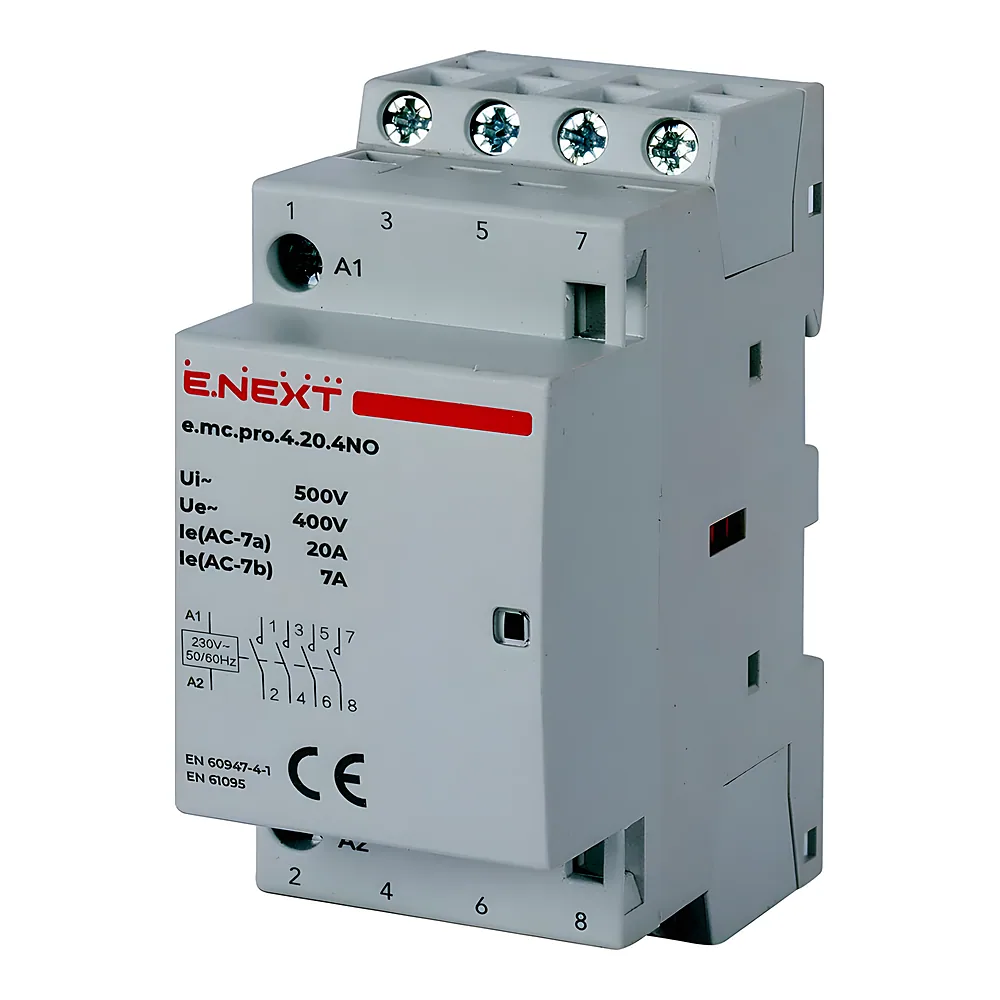 Модульний контактор e.mc.pro.4.20 4P 20 А 4NO 220 В E.NEXT p005219