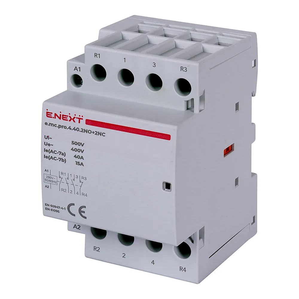 Модульний контактор E.NEXT e.mc.pro.4.40 4р 40А 2NO+2NC 220В p005230