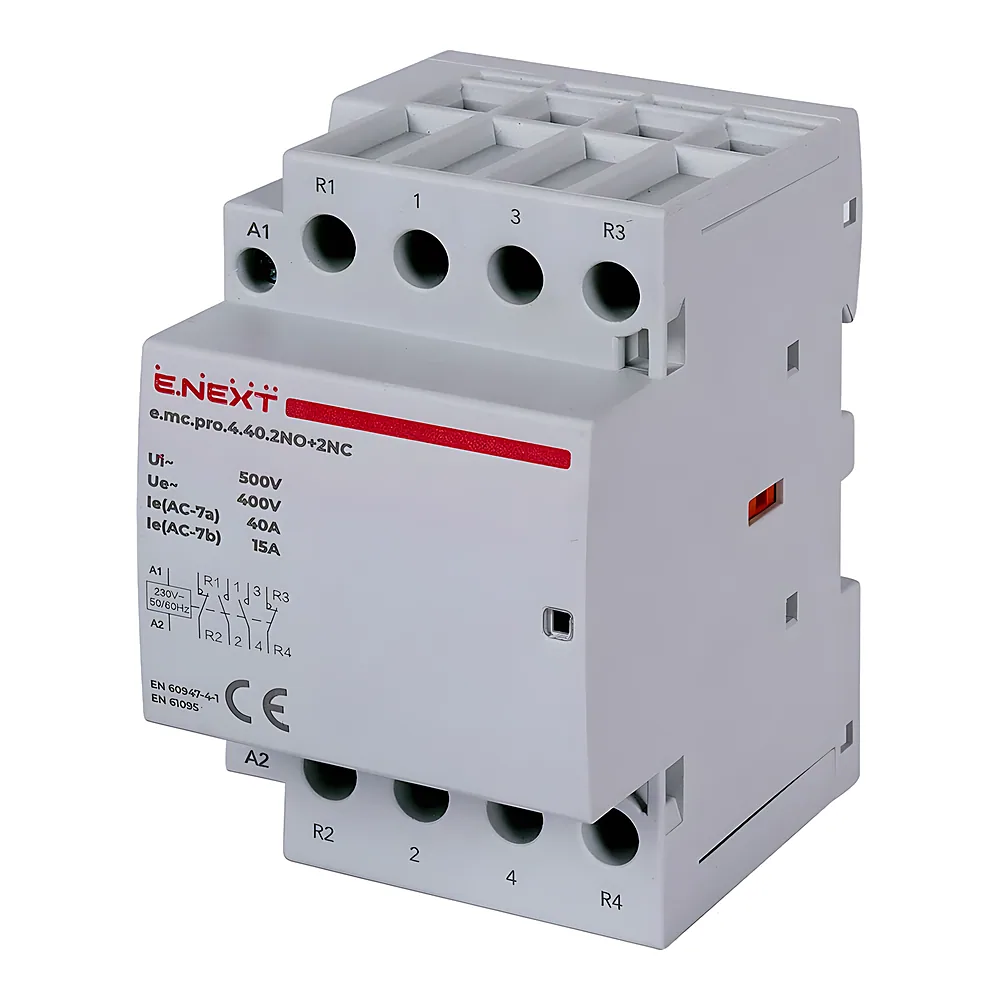 Модульний контактор e.mc.pro.4.40 4P 40 А 2NO+2NC 220 В E.NEXT p005230