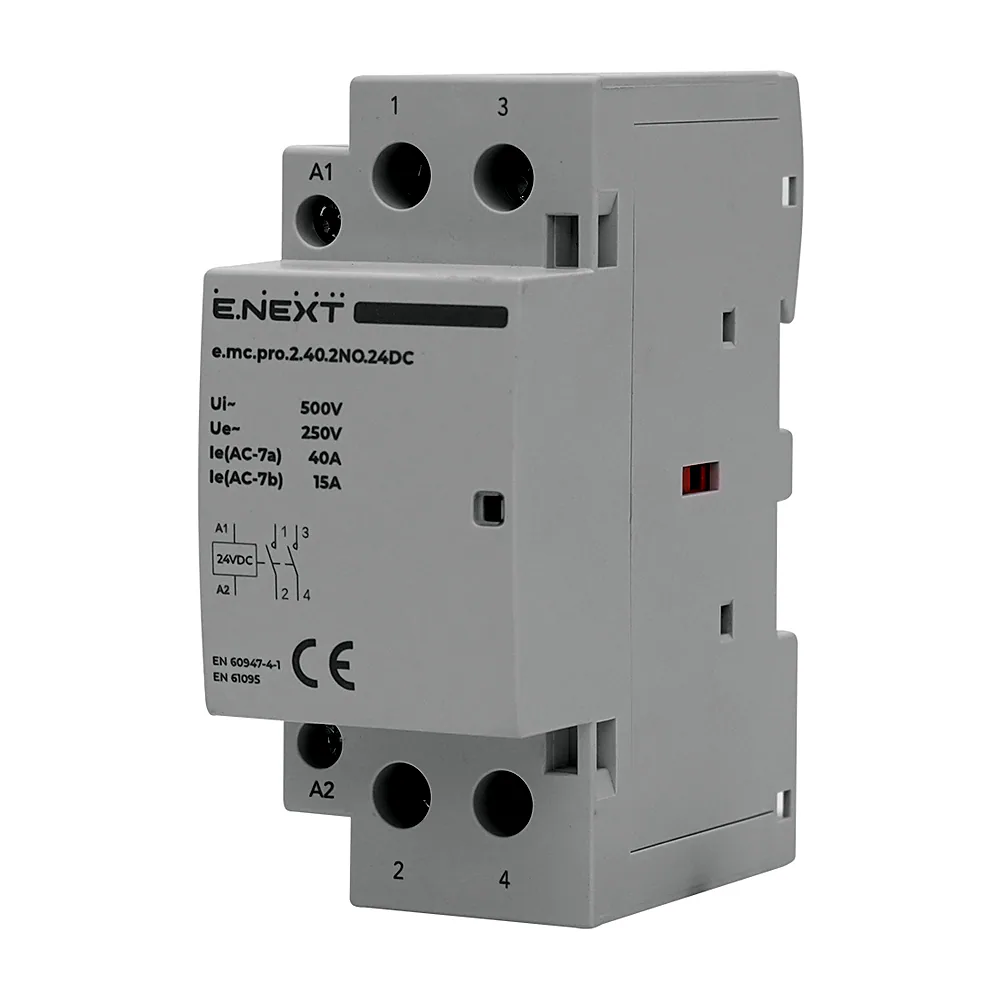 Модульний контактор E.NEXT e.mc.pro.2.40 2р 40А 2NO 24В p005303