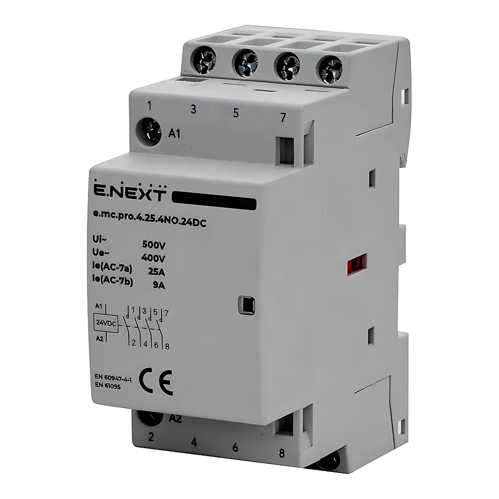 Модульний контактор e.mc.pro.4.25 4P 25 А 4NO 24 В E.NEXT p005305