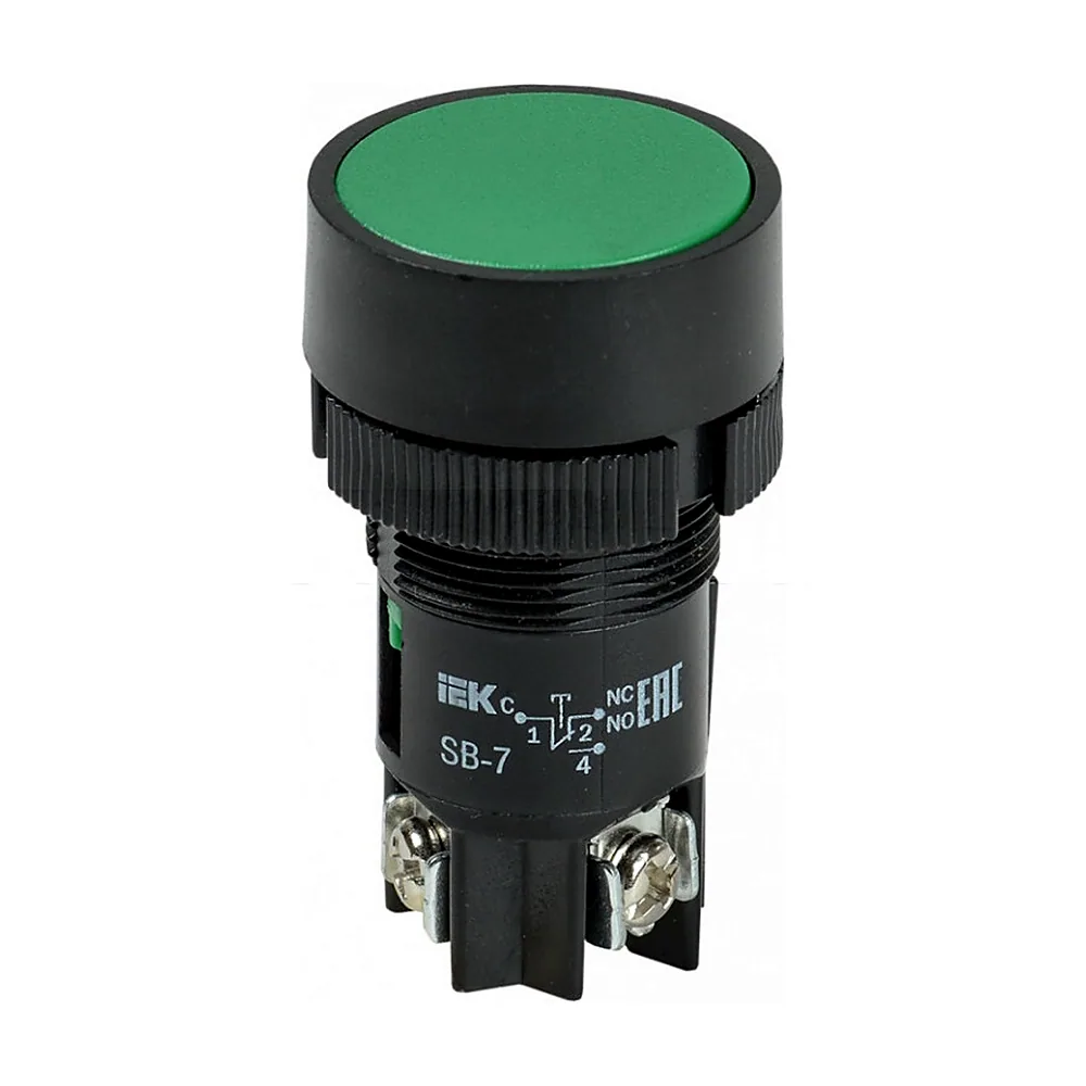 Кнопка АсКо SB-7 Пуск зелена d22 мм 240В 1NO+1NC BBT40-SB7-K06