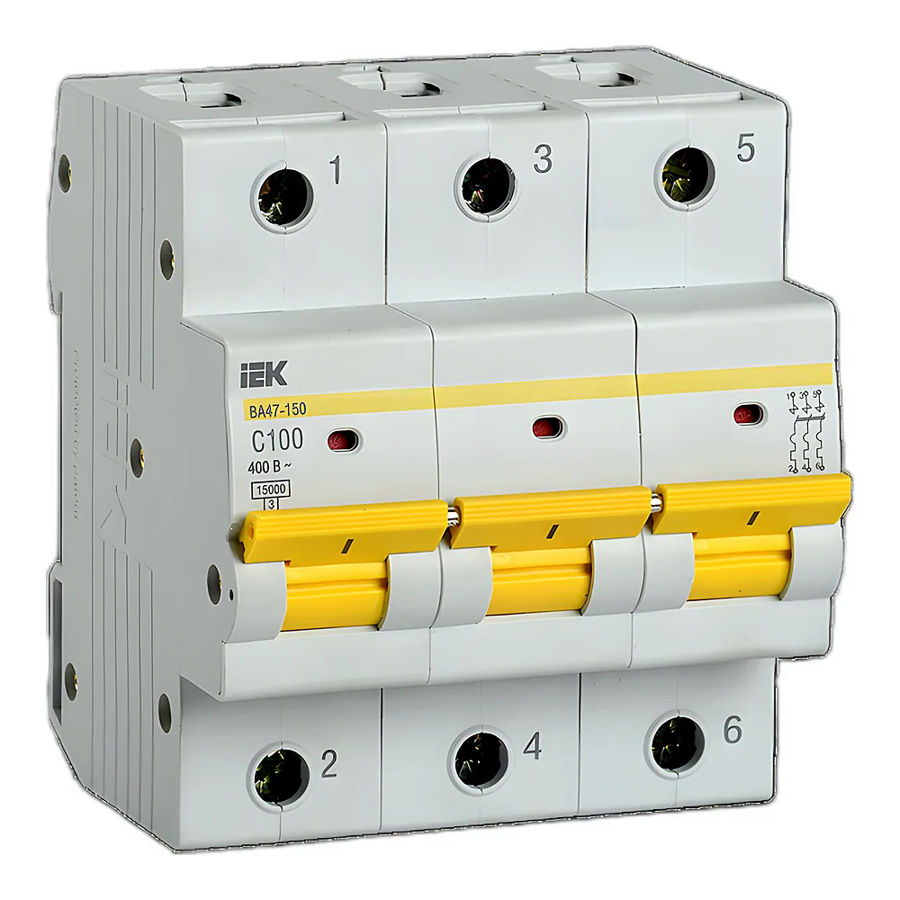 Автоматичний вимикач IEK ВА47-150 3Р 100А 15 кА C MVA50-3-100-C