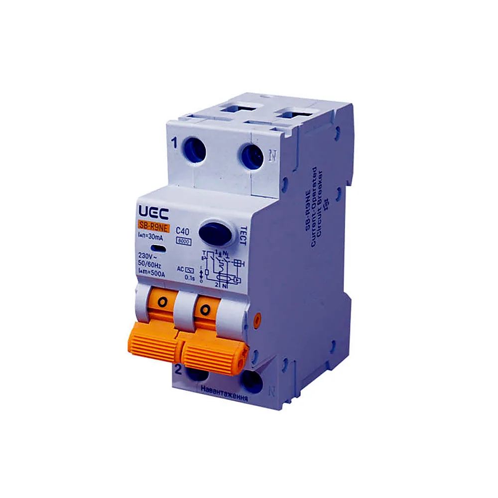 Автоматичний вимикач диференційного захисту IEK SB-R9NE 2P C40 30мА тип AC 6kA RCBO60-2-040-C-030-AC