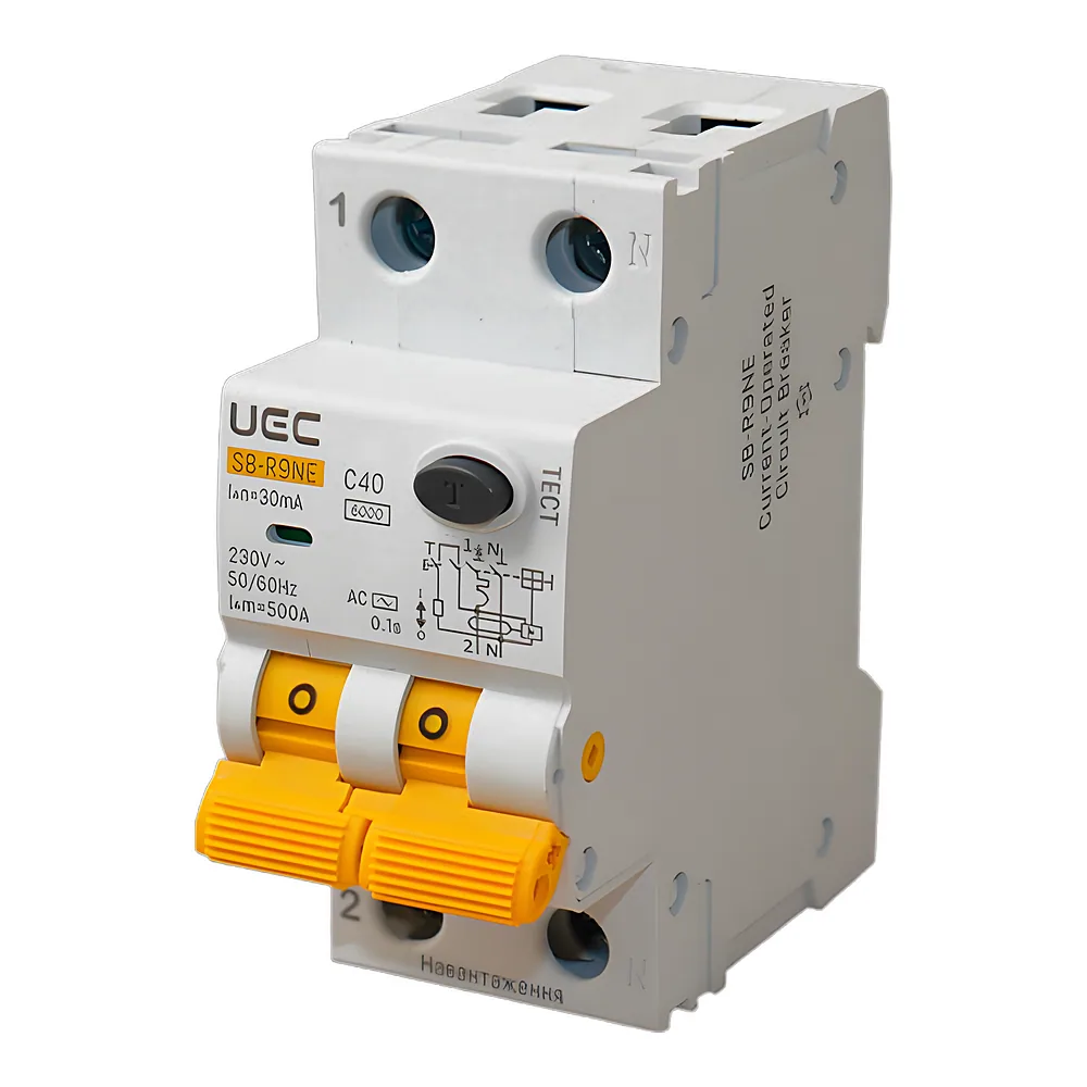 Диференційний автоматичний вимикач SB-R9NE 2P C 40 А 30 мА тип AC 6 кА UEC RCBO60-2-040-C-030-AC