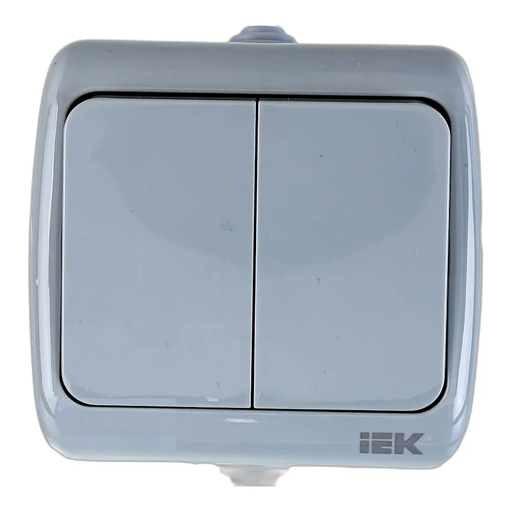 Вимикач 2-клавішний відкритий монтаж 10А IP54 AQUATIC IEK EVA20-K03-10-54