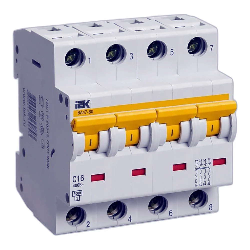 Автоматичний вимикач IEK ВА 47-60 4P 10A C MVA41-4-010-C