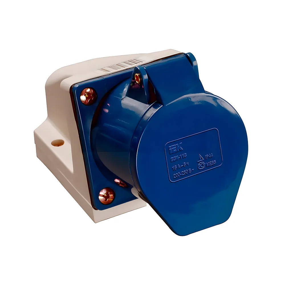 Розетка 113 стаціонарна 2P+PE 16 А 220 В IP44 синя UEC PSR11-016-3