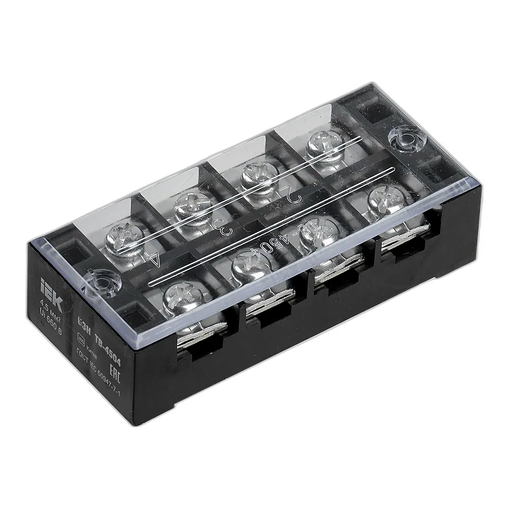 Блок затискачів БЗН ТВ-1004 10 мм2 100A 4 пари IEK
