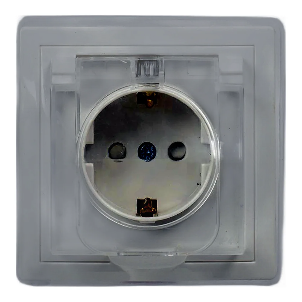 Розетка IEK Kvarta з з/к з шторками IP44 16А білий ERK70-K01-10-DM-44