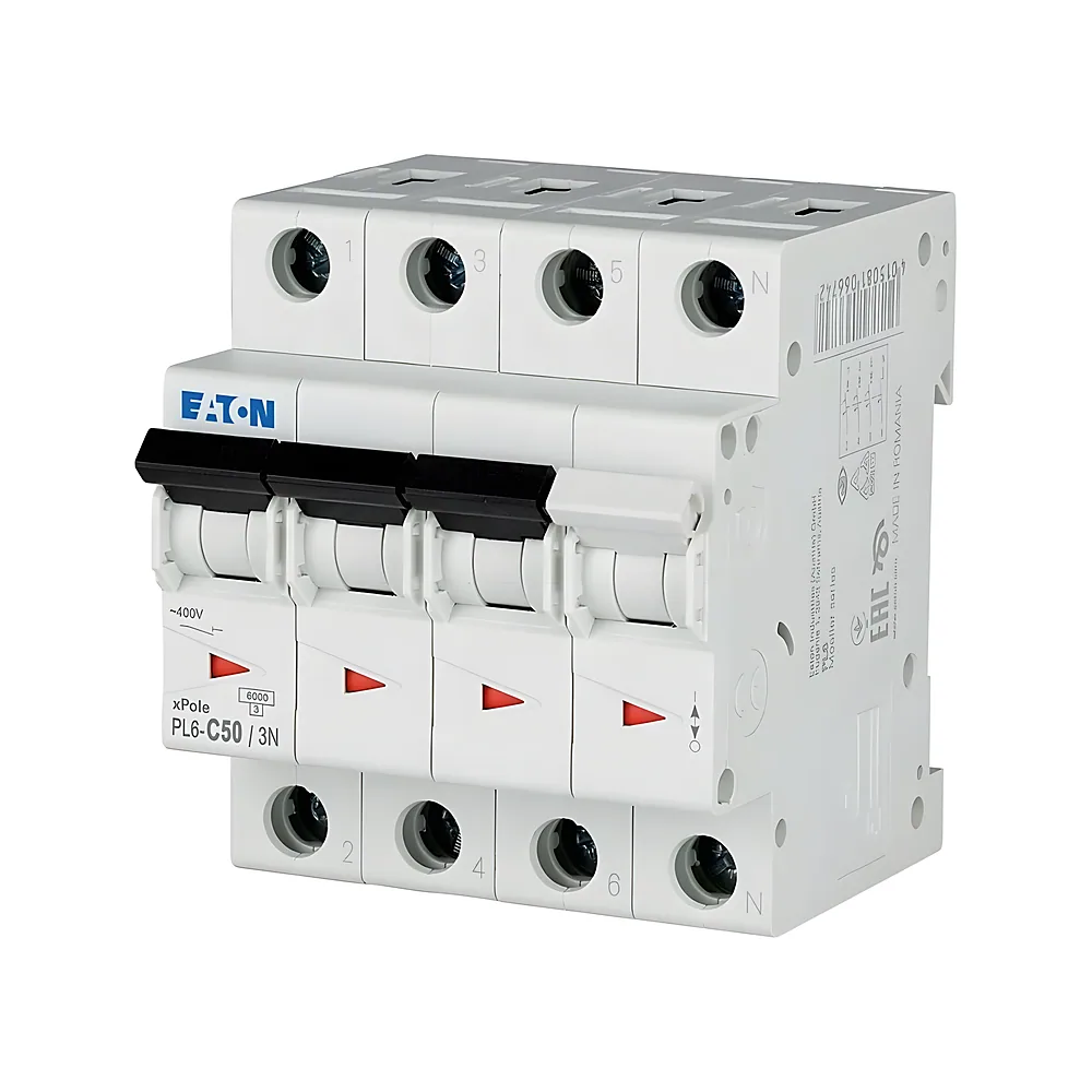 Автоматичний вимикач PL6 3P C 50 А N Eaton 106915